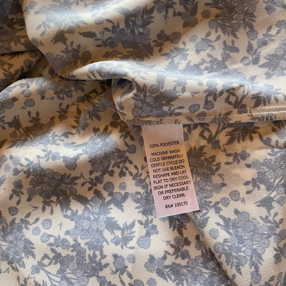 Tabitha Webb  Semi-sheer Sleeveless Delft Blue and Cream Flowered Top  Sz L - Picture 10 of 10